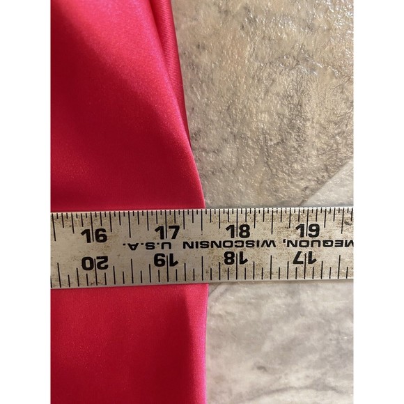 Bebe Satin Midi Slip Dress Women's Sz L Fuschia Cowl Neck Adjustable Straps - Picture 7 of 8
